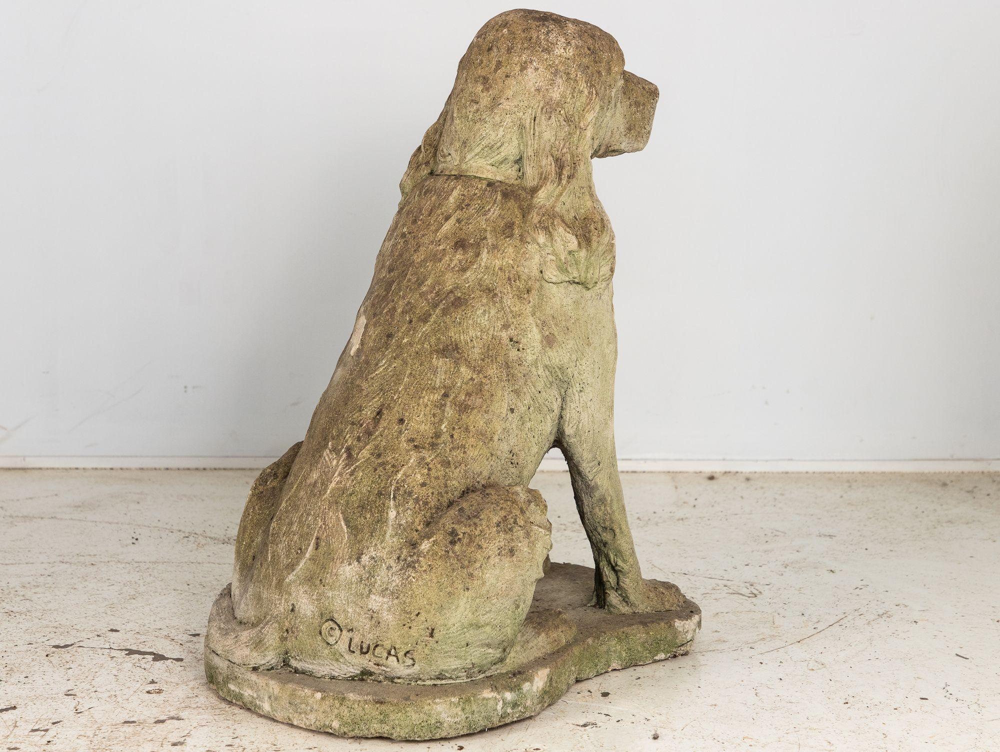 Gran perro spaniel de tamaño natural Adorno de jardín Piedra, inglés Principios del siglo XXI Concreto