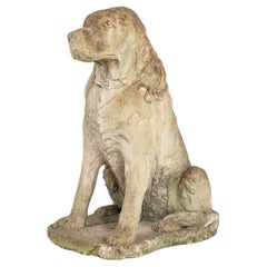 Gran perro spaniel de tamaño natural Adorno de jardín Piedra, inglés Principios del siglo XXI