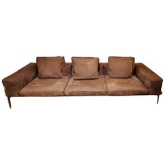 Lifesteel Brown Leather Sofa, by Antonio Citterio from Flexform