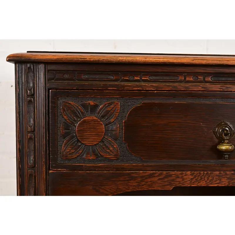 Lifetime Antike Arts & Crafts geschnitzt Eiche Doppel Bücherregal, CIRCA 1900 im Angebot 2