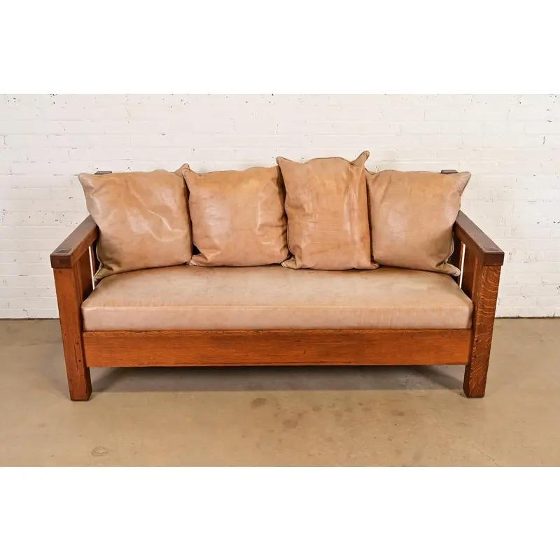 Lifetime Antike Mission Oak Arts and Crafts Settle Sofa, CIRCA 1900 im Zustand „Gut“ im Angebot in South Bend, IN