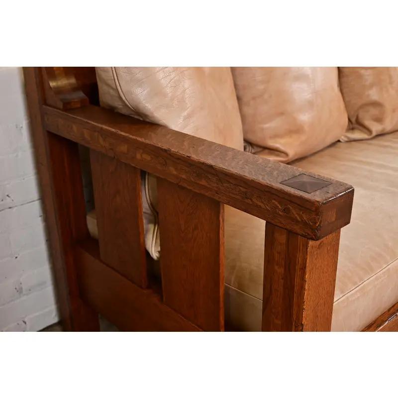 Lifetime Antike Mission Oak Arts and Crafts Settle Sofa, CIRCA 1900 im Angebot 2