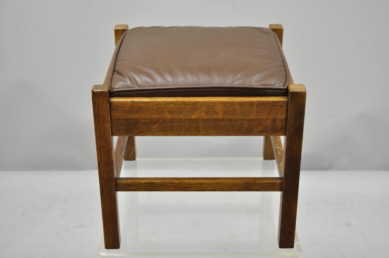 Lifetime Furniture 403 Mission Oak Arts and Crafts Leather Ottoman ...