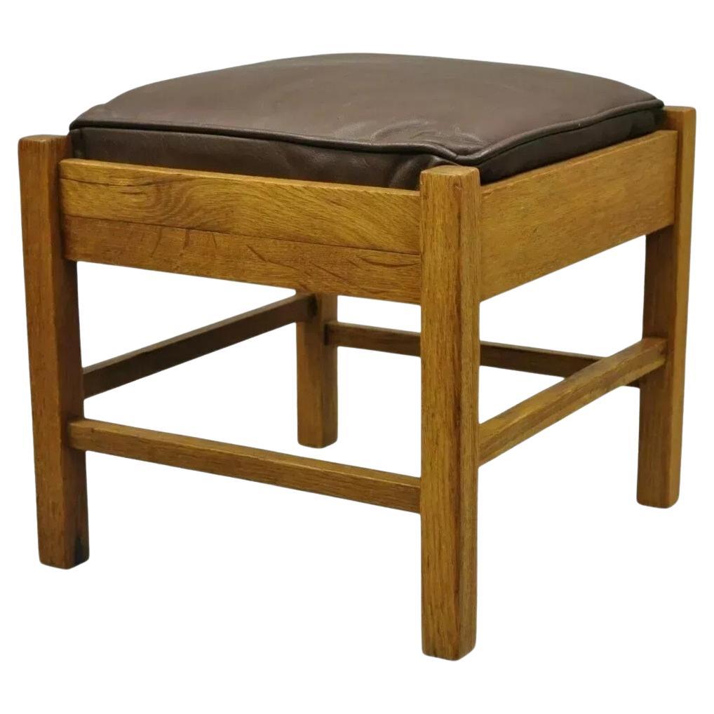 Lifetime Furniture 403 Mission Oak Arts & Crafts Leather Ottoman Stool Footstool