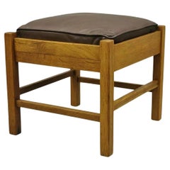 Lifetime Furniture 403 Mission Oak Arts & Crafts Leather Ottoman Stool Footstool