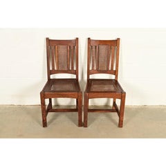 Lifetime Furniture – Antike Mission Arts & Crafts-Stühle aus Eiche und Rattan, Paar