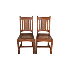 Lifetime Furniture – Antike Mission Arts & Crafts-Stühle aus Eiche und Rattan, Paar