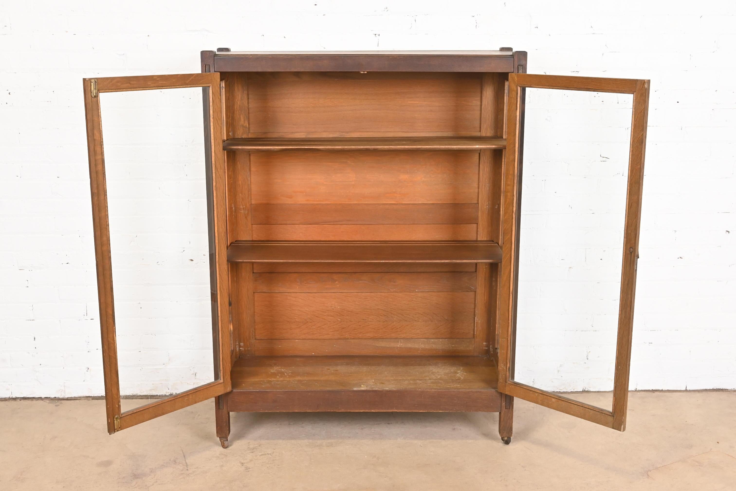 Lifetime Furniture Antique Mission Oak Arts & Crafts Bookcase Cabinet 1