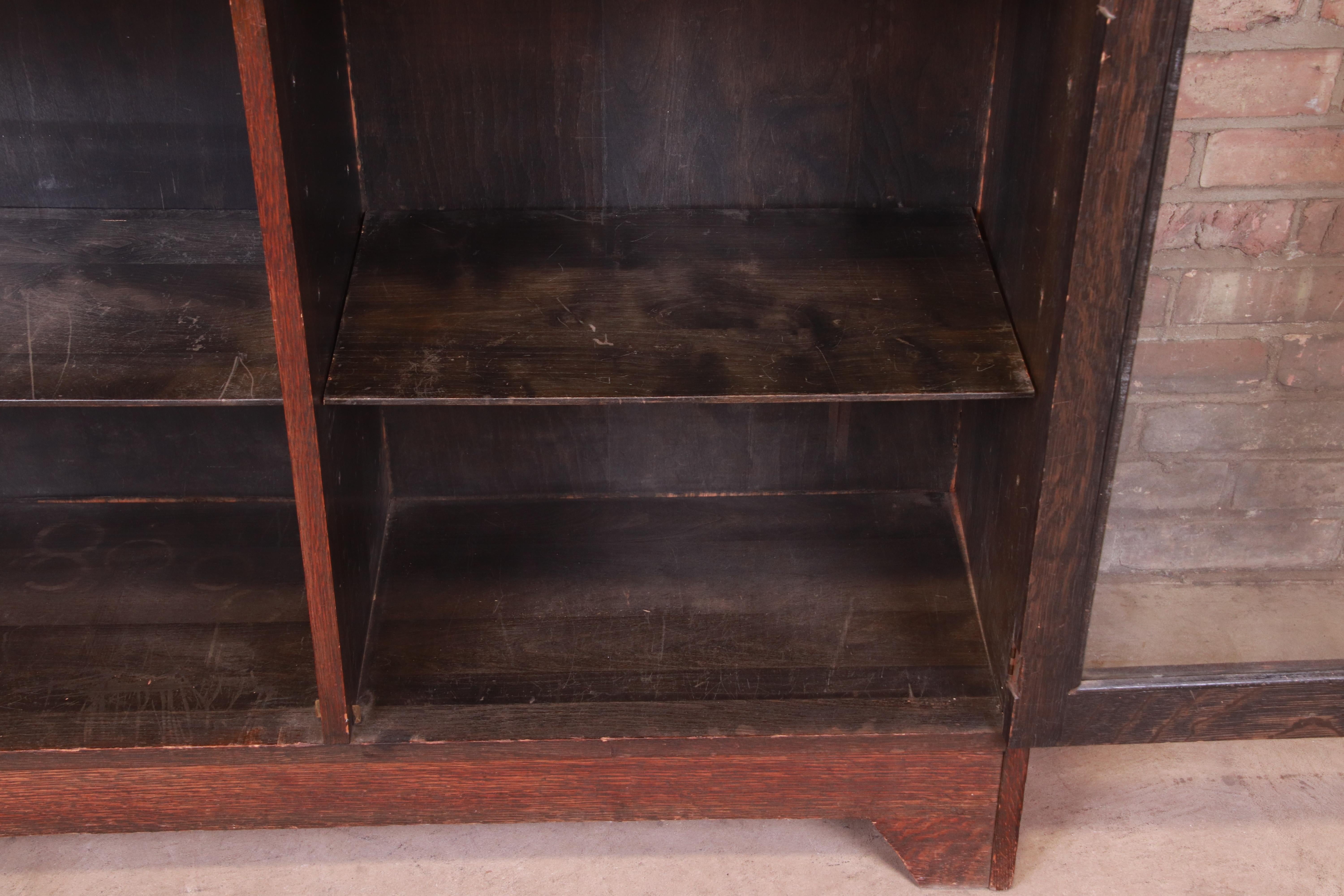 Copper Lifetime Furniture Antique Mission Oak Arts & Crafts Double Bookcase, Circa 1900