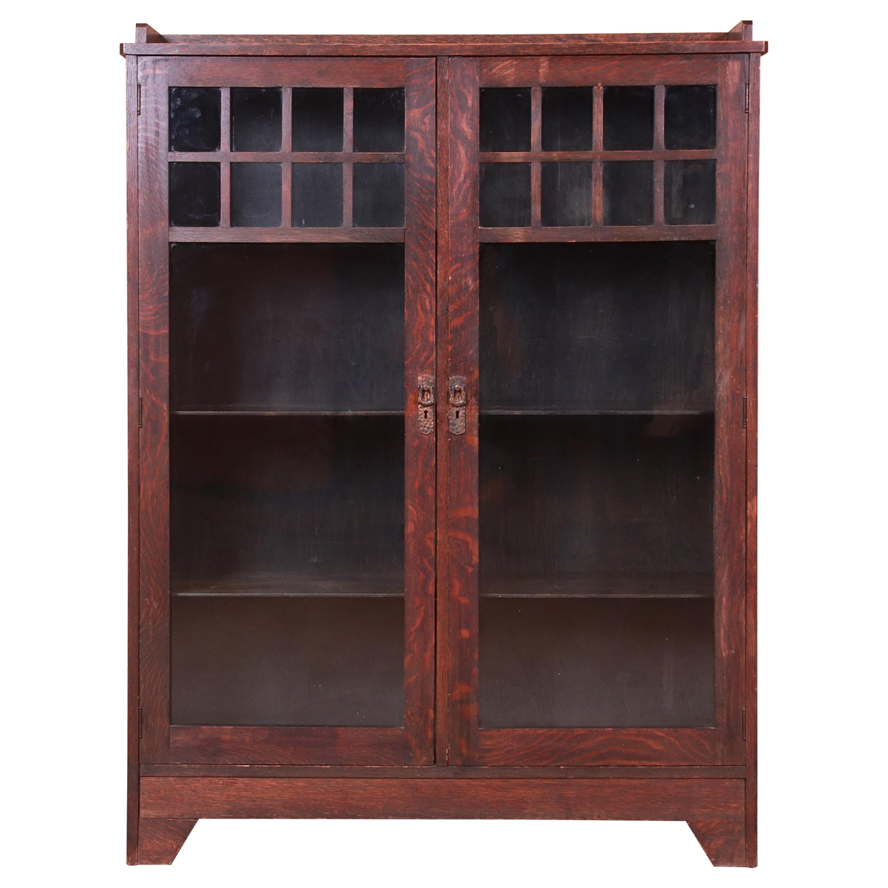 Lifetime Furniture Antique Mission Oak Arts & Crafts Double Bookcase, Circa 1900