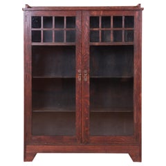Lifetime Furniture Antique Mission Oak Arts & Crafts Double Bookcase:: Circa 1900