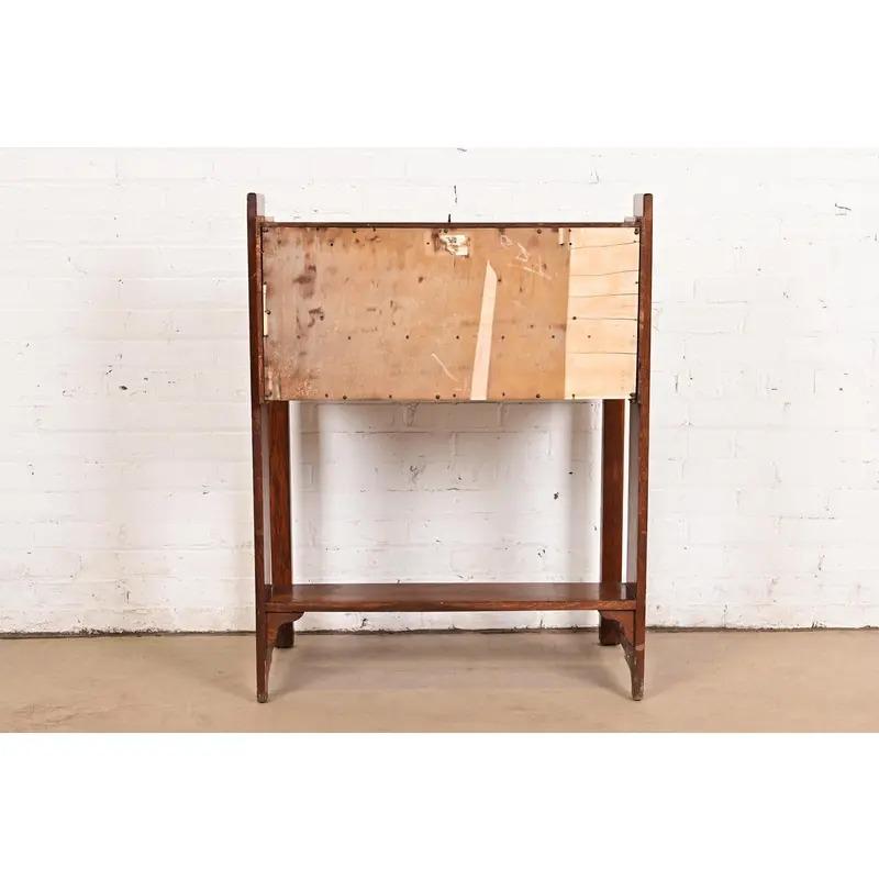Lifetime Furniture Antique Mission Oak Arts & Crafts Drop Front Secretary Desk For Sale 7