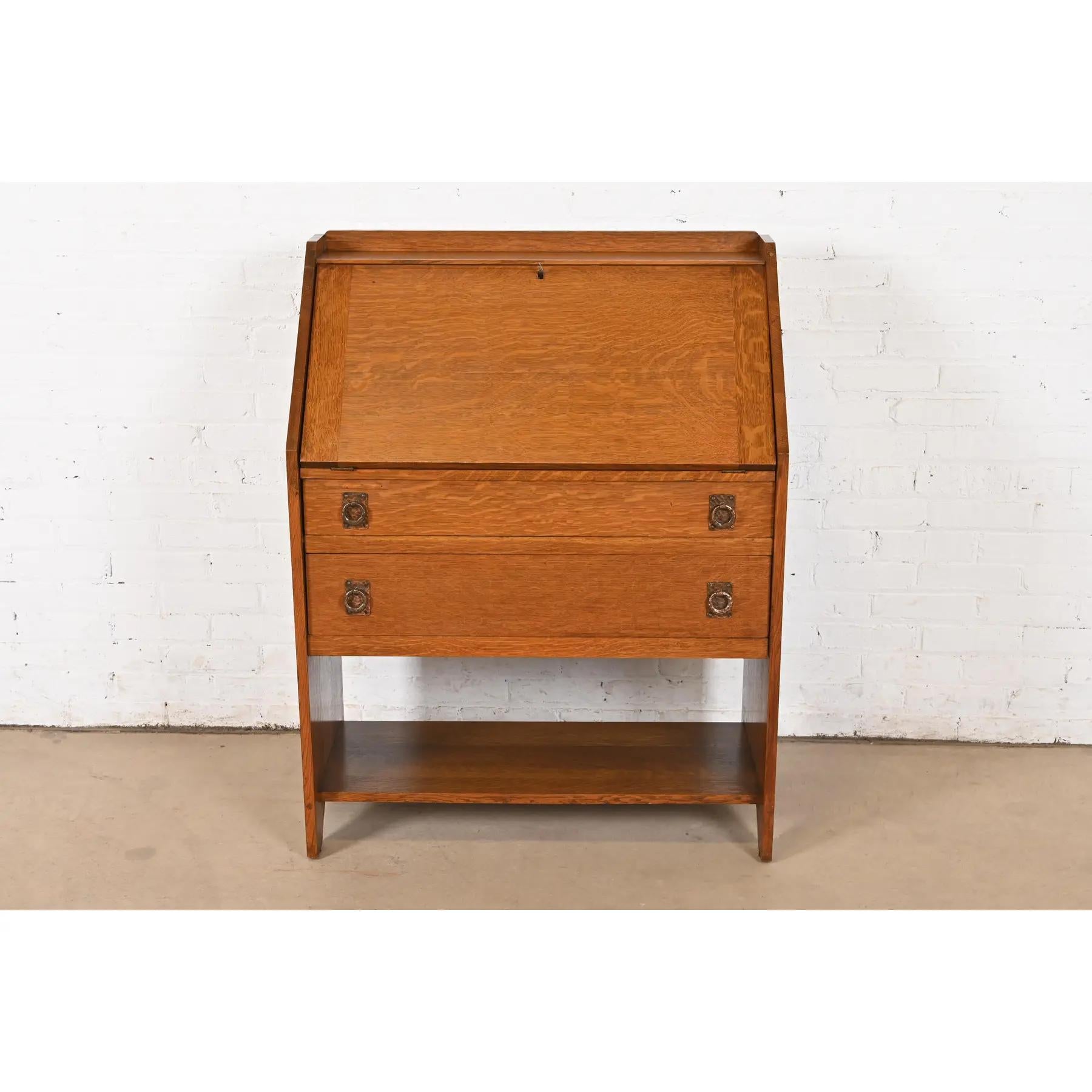 Lifetime Furniture Antike Mission Eichenholz Arts & Crafts Sekretär-Schreibtisch mit aus Eichenholz (Missionsstil) im Angebot