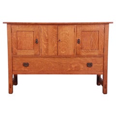 Enfilade Mission en chêne Arts & Crafts, vers 1900
