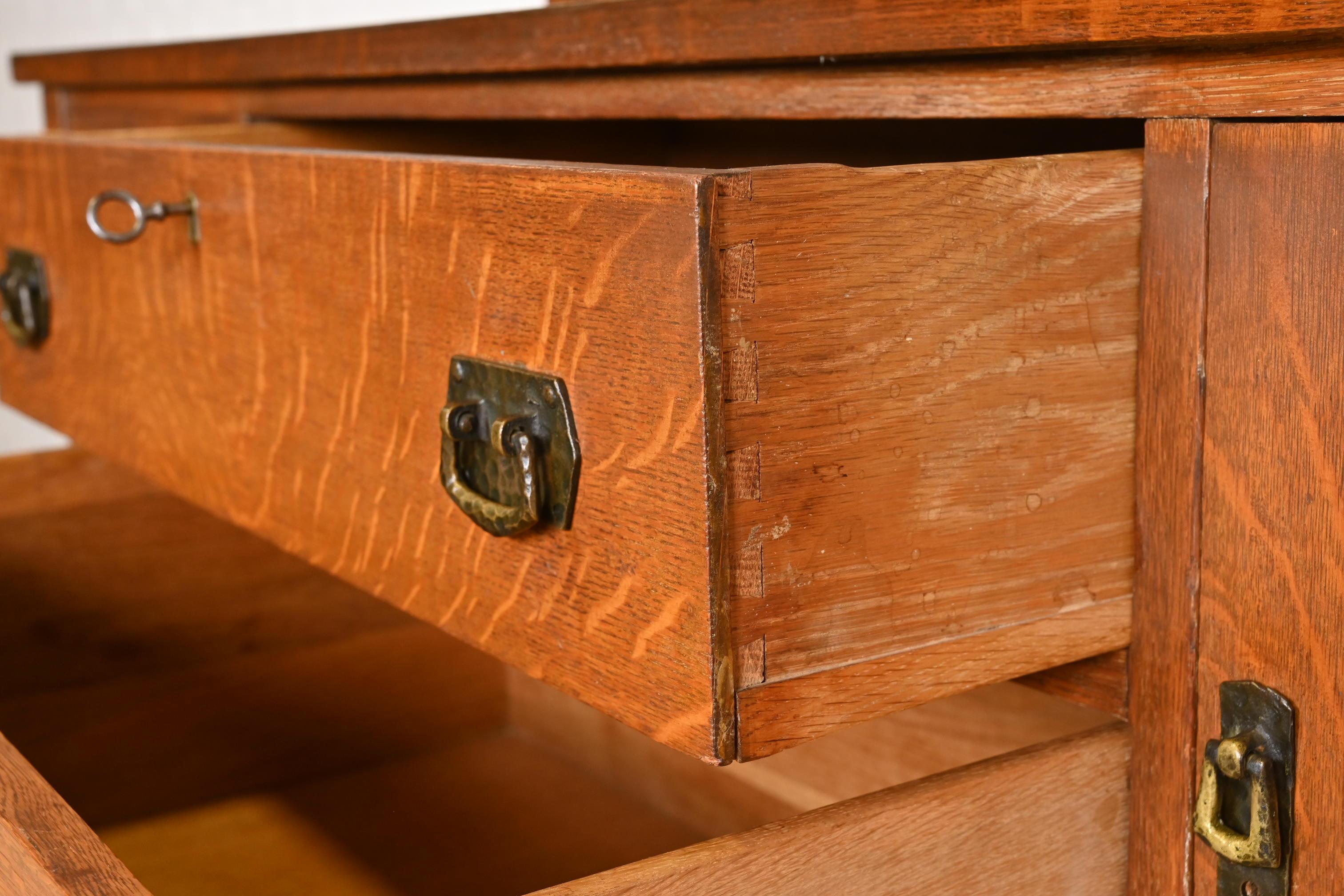 Lifetime Furniture Antique Mission Oak Arts & Crafts Sideboard or Bar Cabinet For Sale 5