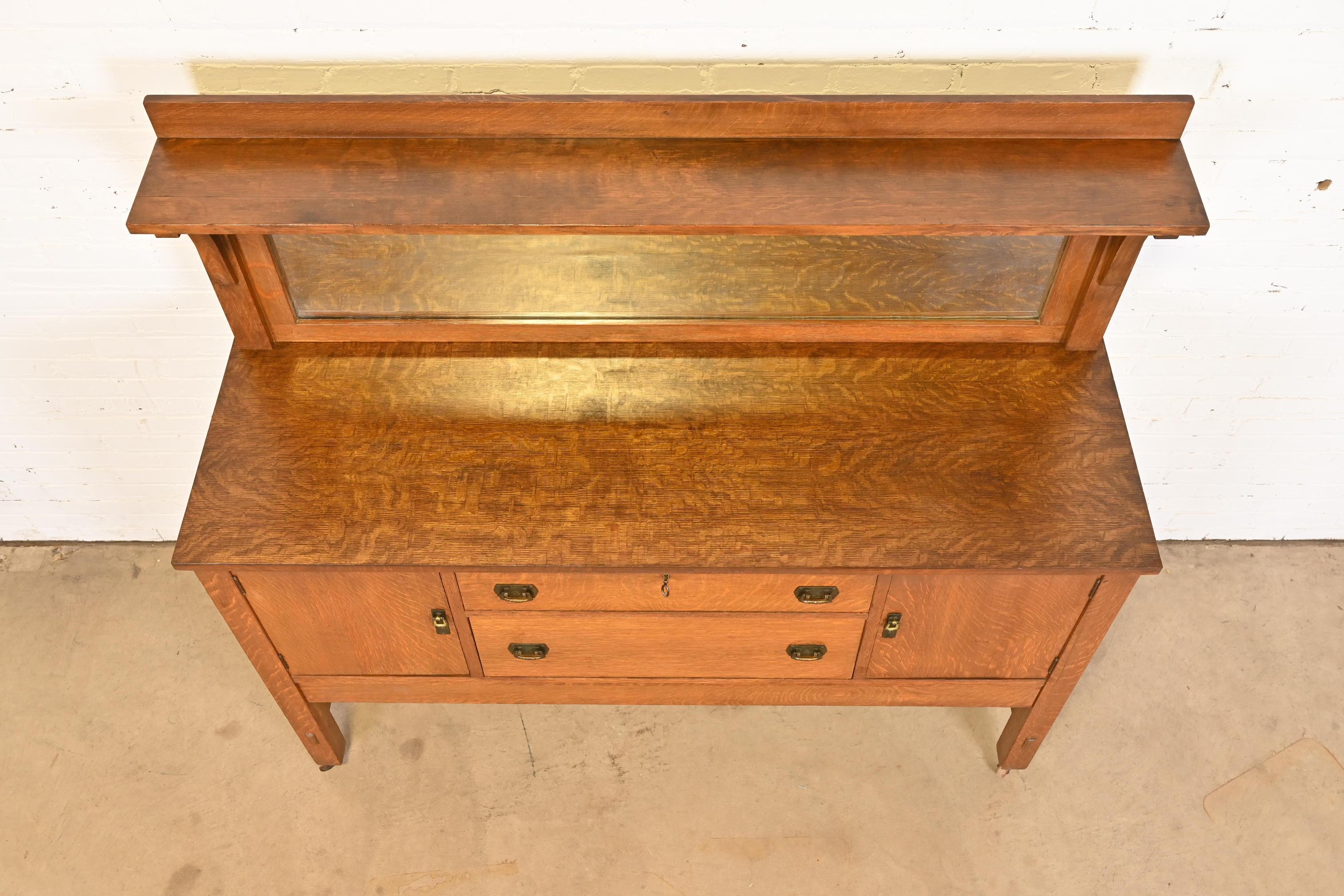 Lifetime Furniture Antique Mission Oak Arts & Crafts Sideboard or Bar Cabinet For Sale 7