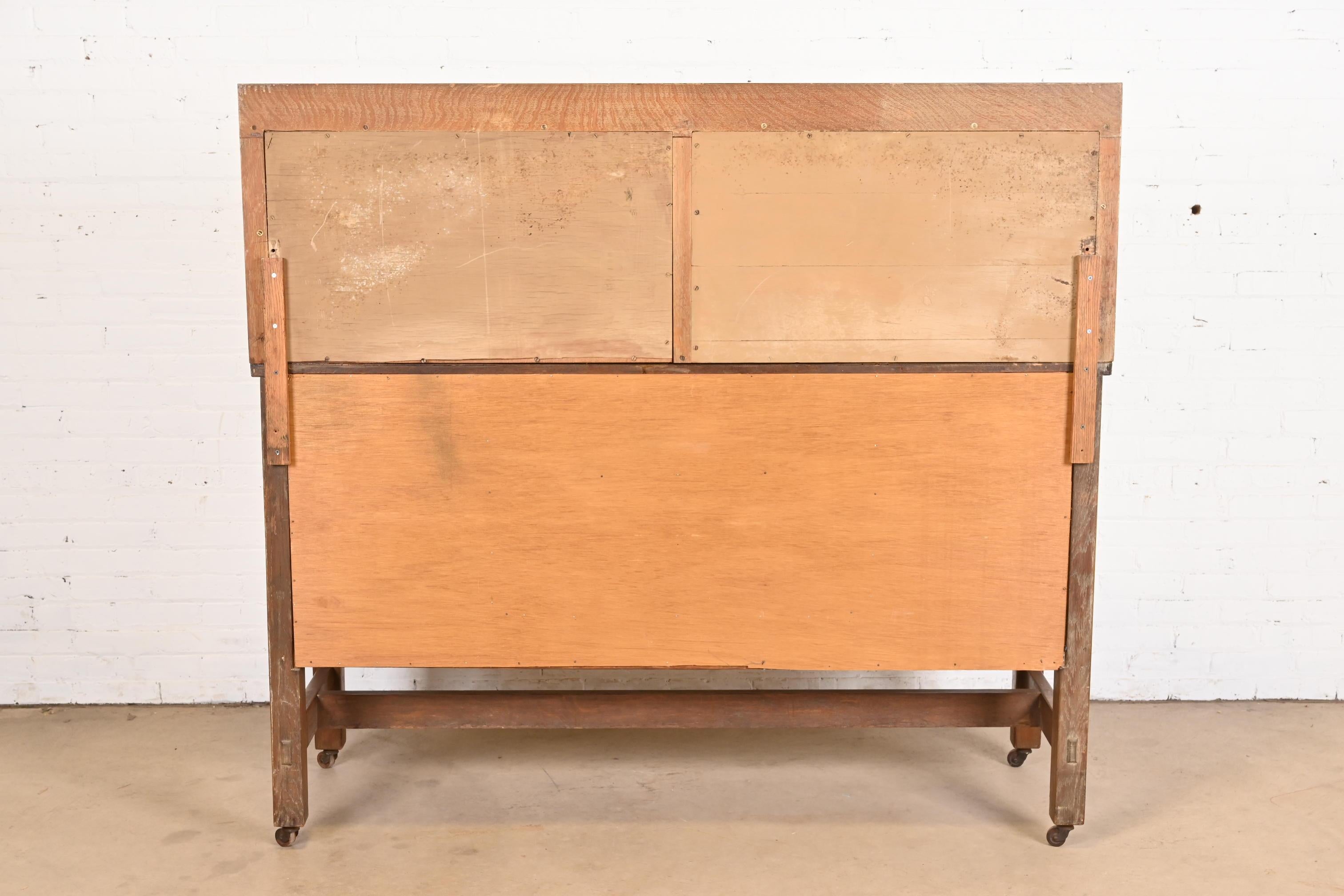 Lifetime Furniture Antique Mission Oak Arts & Crafts Sideboard or Bar Cabinet For Sale 9