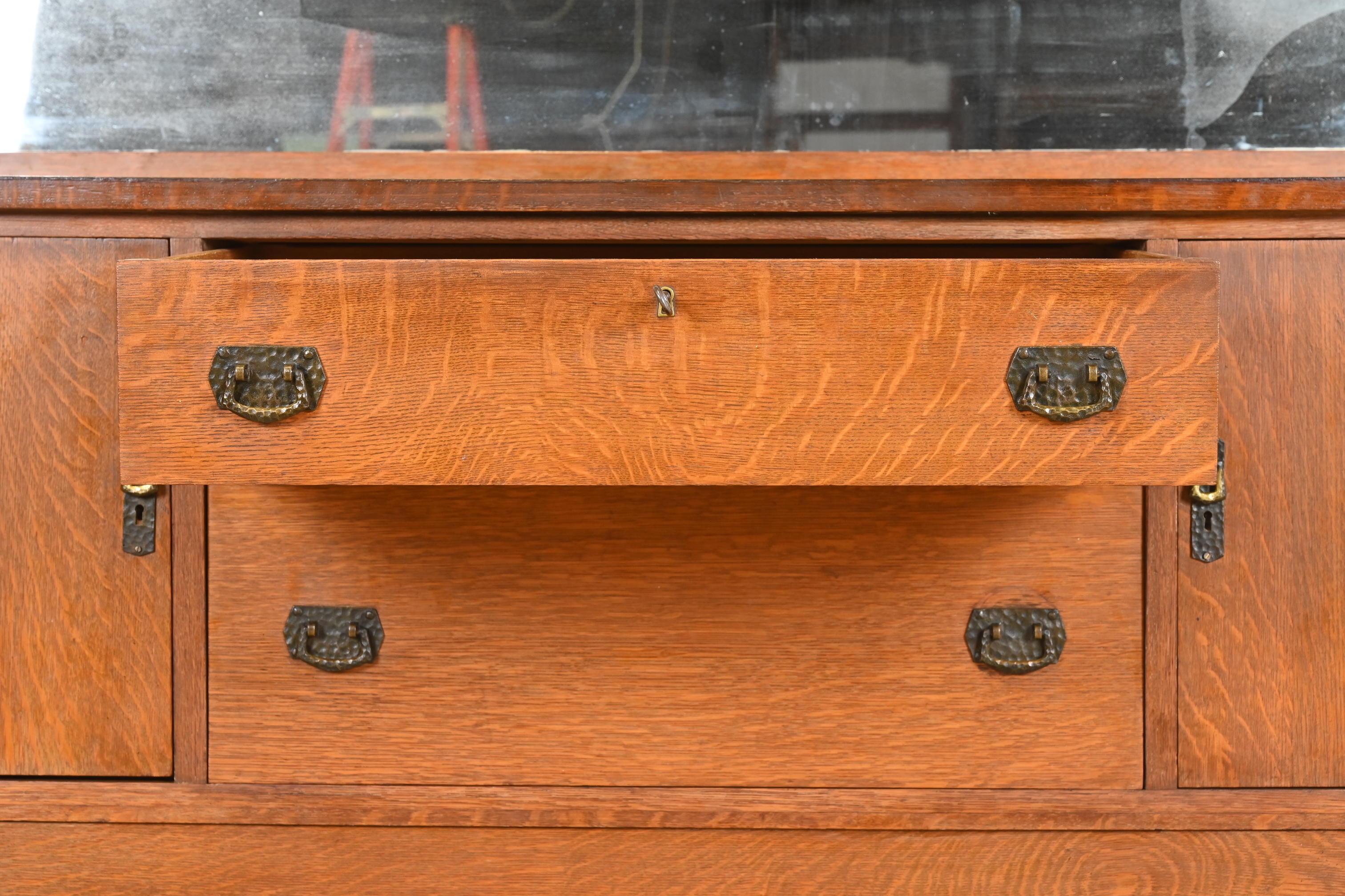 Lifetime Furniture Antique Mission Oak Arts & Crafts Sideboard or Bar Cabinet For Sale 2
