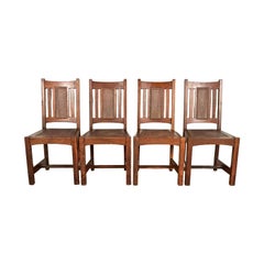 Lifetime Furniture „Mission Oak and Cane“ Arts & Crafts-Esszimmerstühle, 4er-Set