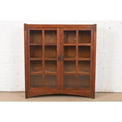 Bibliothèque double Mission Arts and Crafts en chêne, datant d'environ 1900