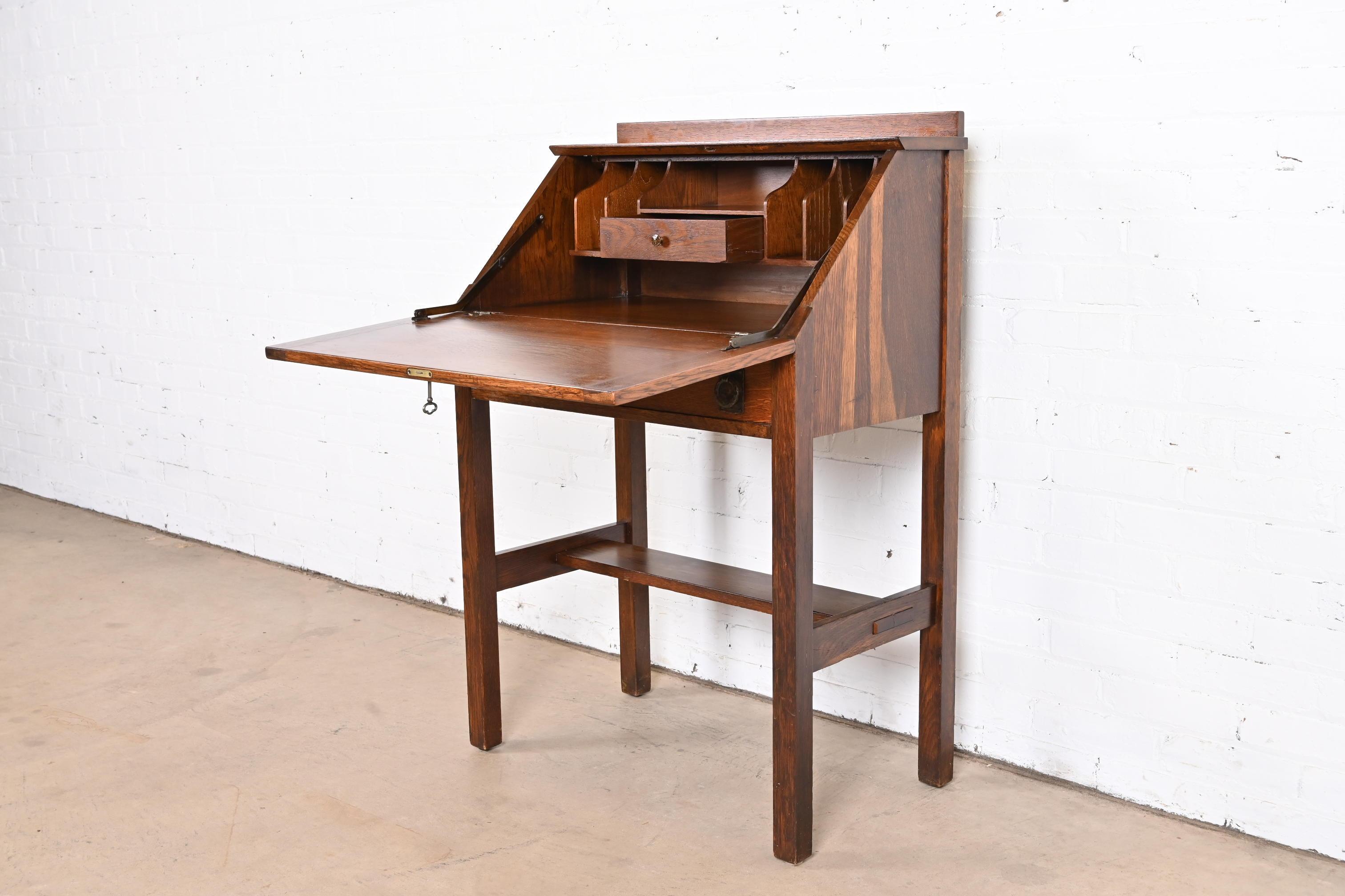 Lifetime Furniture Mission Oak Arts & Crafts Drop Front Secretary Desk In Good Condition In South Bend, IN