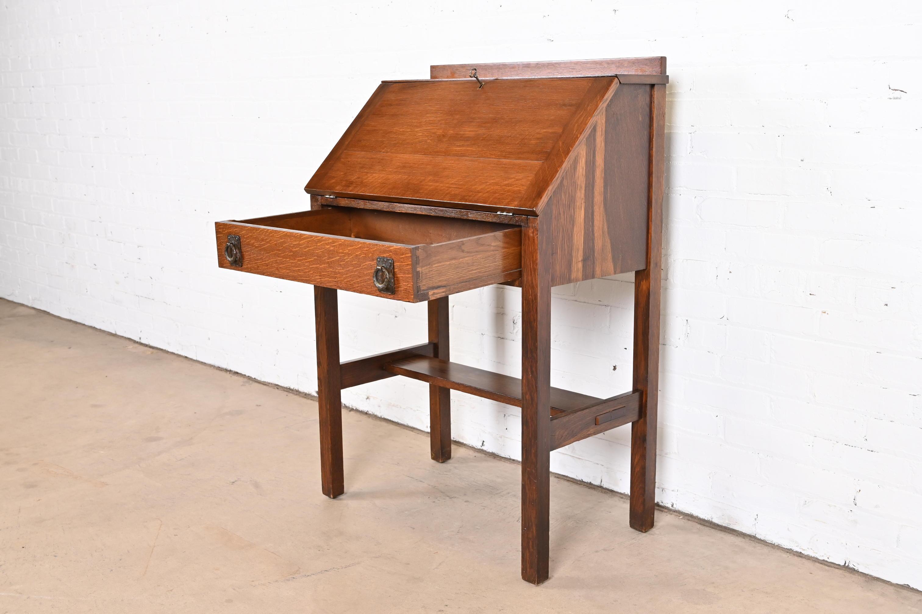 20th Century Lifetime Furniture Mission Oak Arts & Crafts Drop Front Secretary Desk