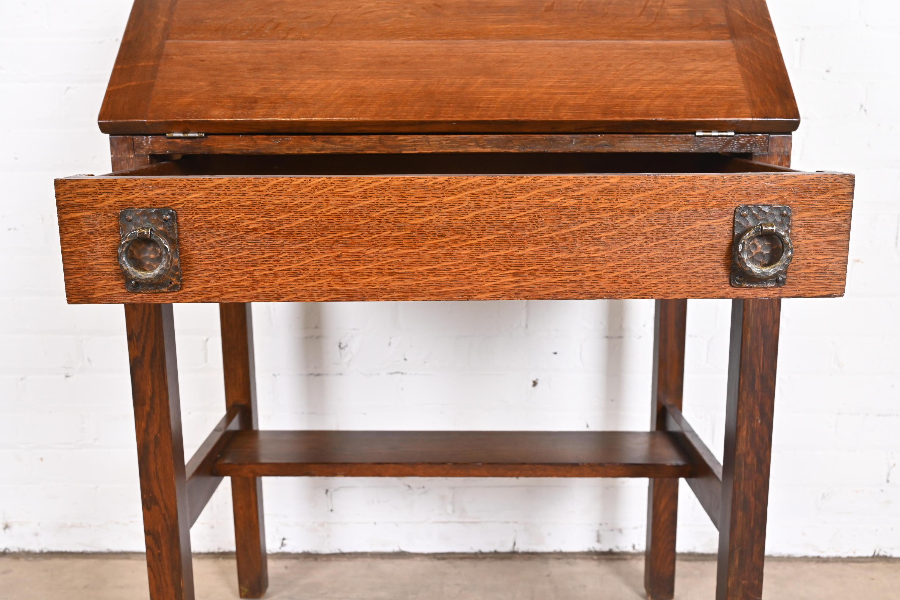 Copper Lifetime Furniture Mission Oak Arts & Crafts Drop Front Secretary Desk