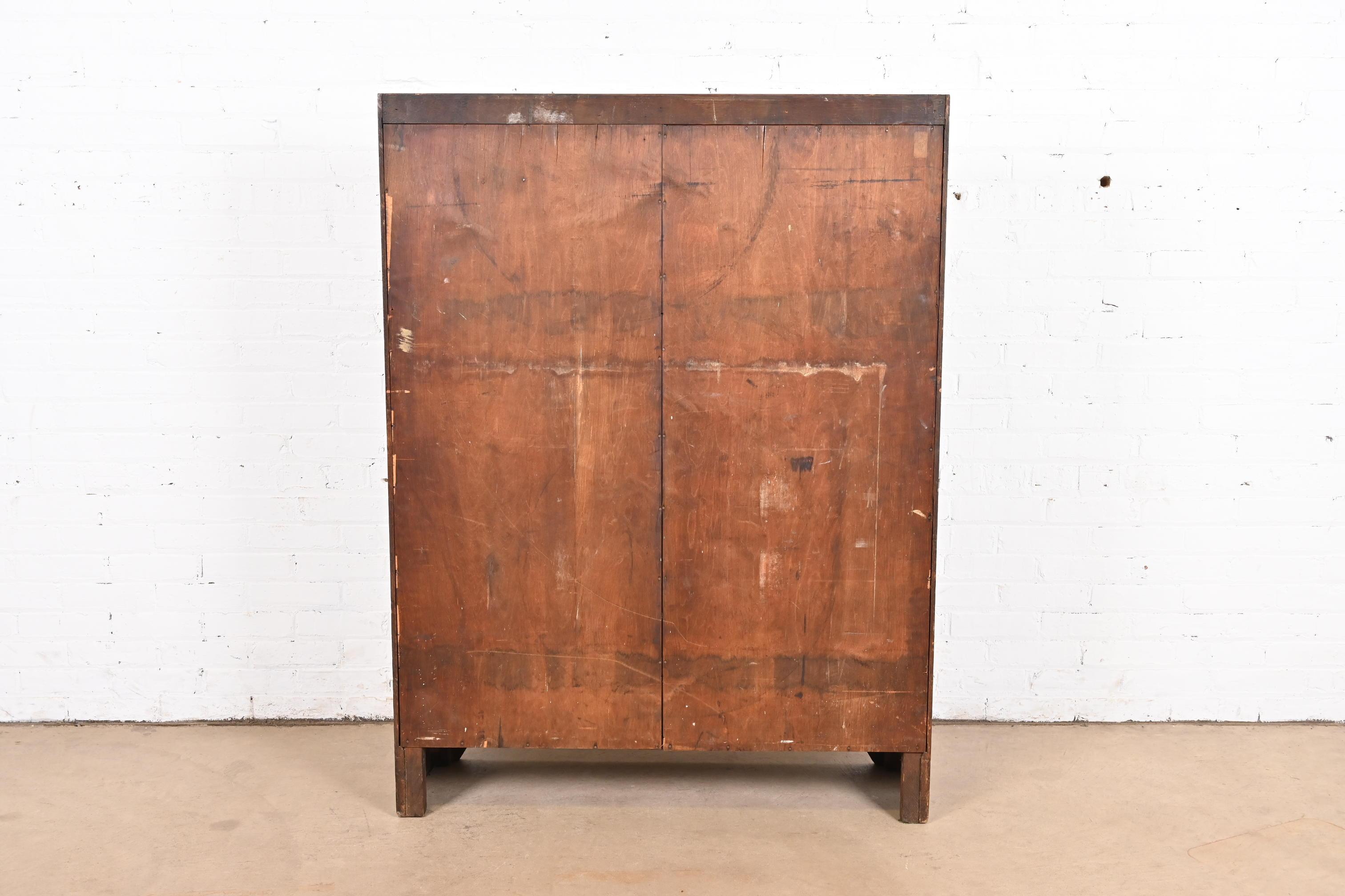 Lifetime Furniture Mission Oak Arts & Crafts Glass Front Double Bookcase Cabinet For Sale 5