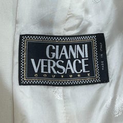 Lifetime Gianni Versace Couture 1990's Ivory Wool Coat with Leather Trim