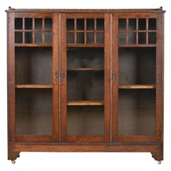 Lifetime Mission Oak Arts & Crafts Librería triple, Circa 1900