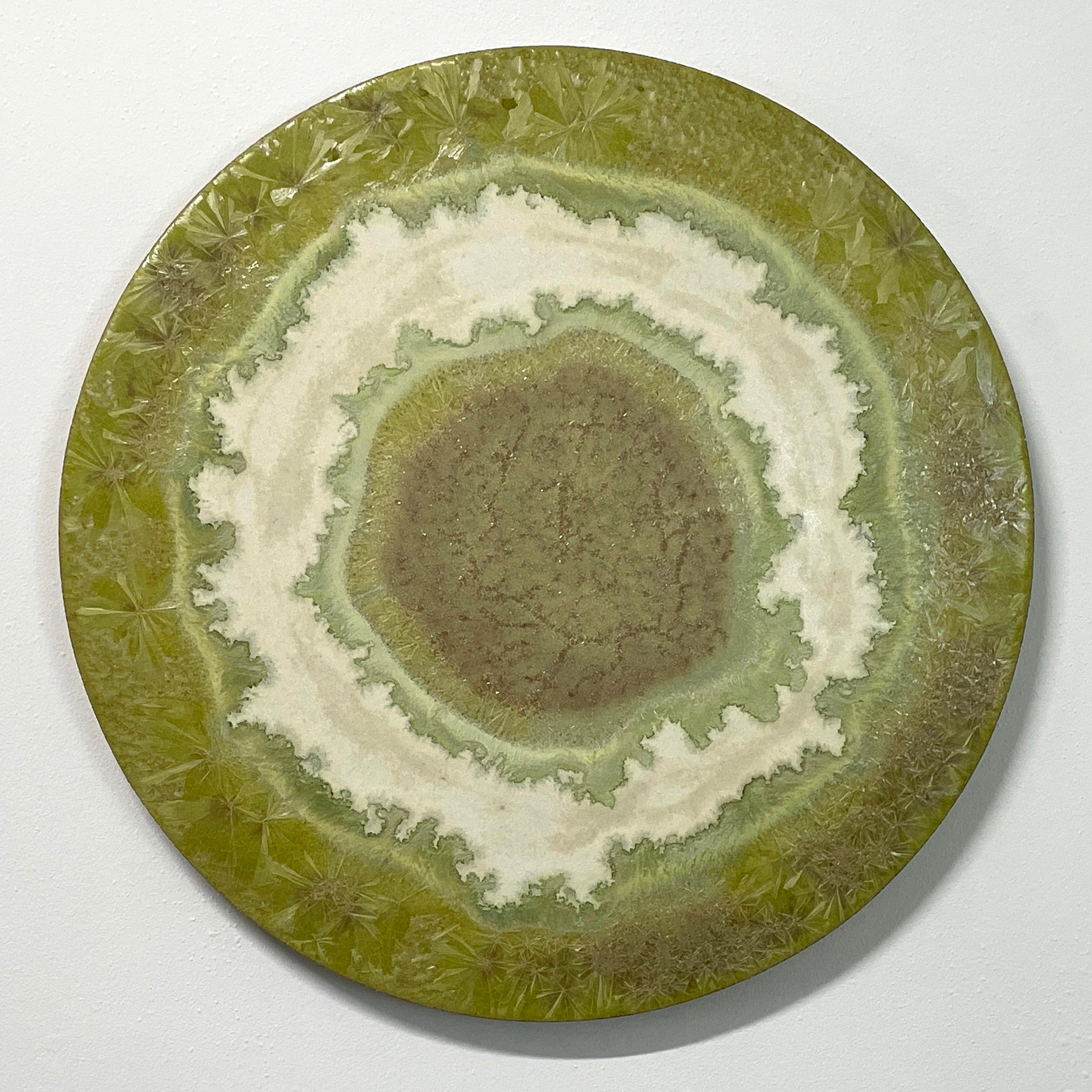 Lift Off
Ceramic painting by William Edwards
Hand rolled earthenware circular slab with crystalline glaze. 

William received his BFA in sculpture from the historic San Francisco Art Institute and his MFA from UC Davis. William produces hand made,