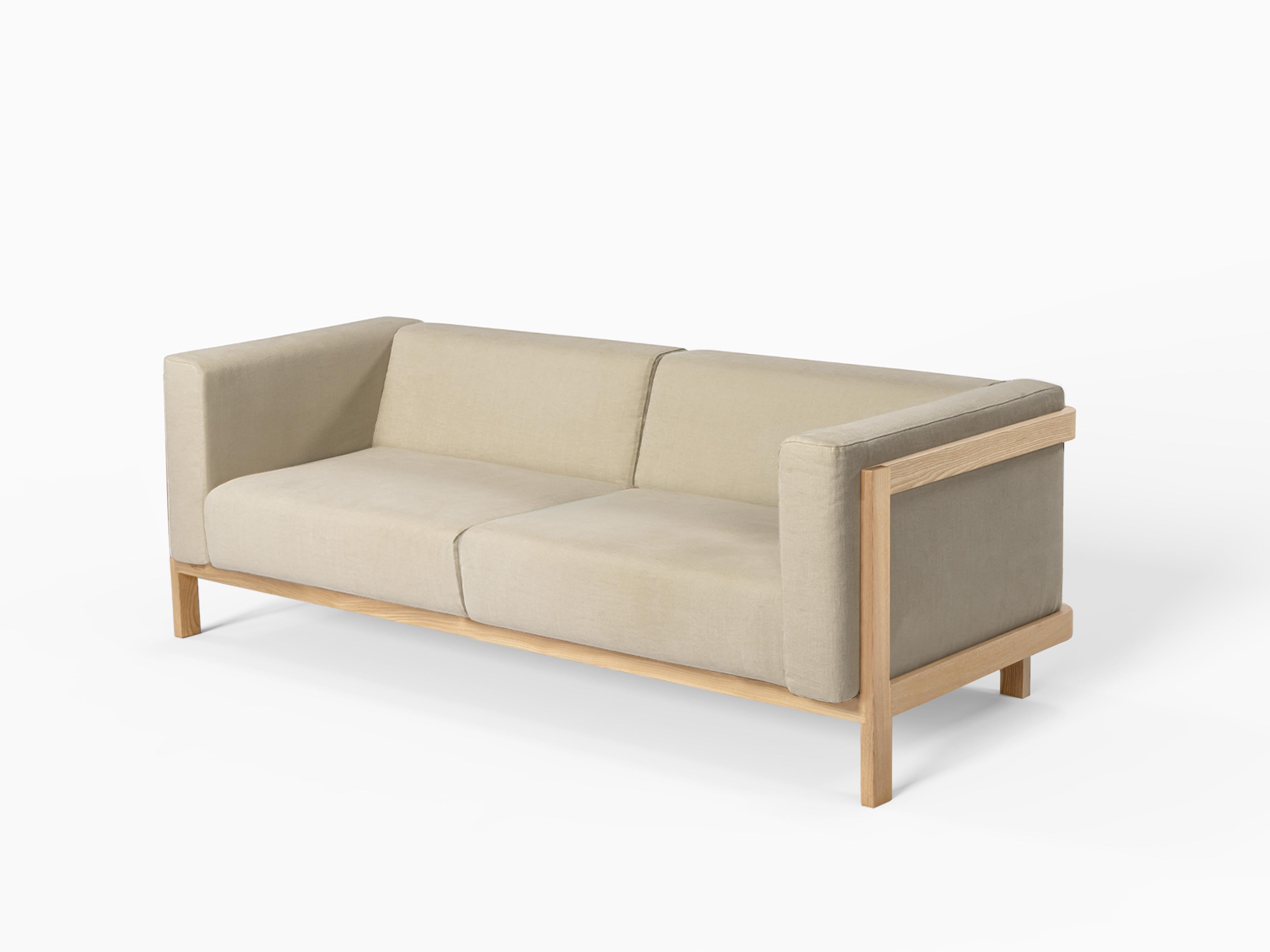 LIFT Sofa - Minimalist 3-seater sofa in ash and fabric upholstered