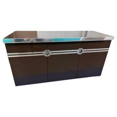 Lift-Top Bar Credenza with Chrome Accents by Pierre Cardin, Circa 1970s