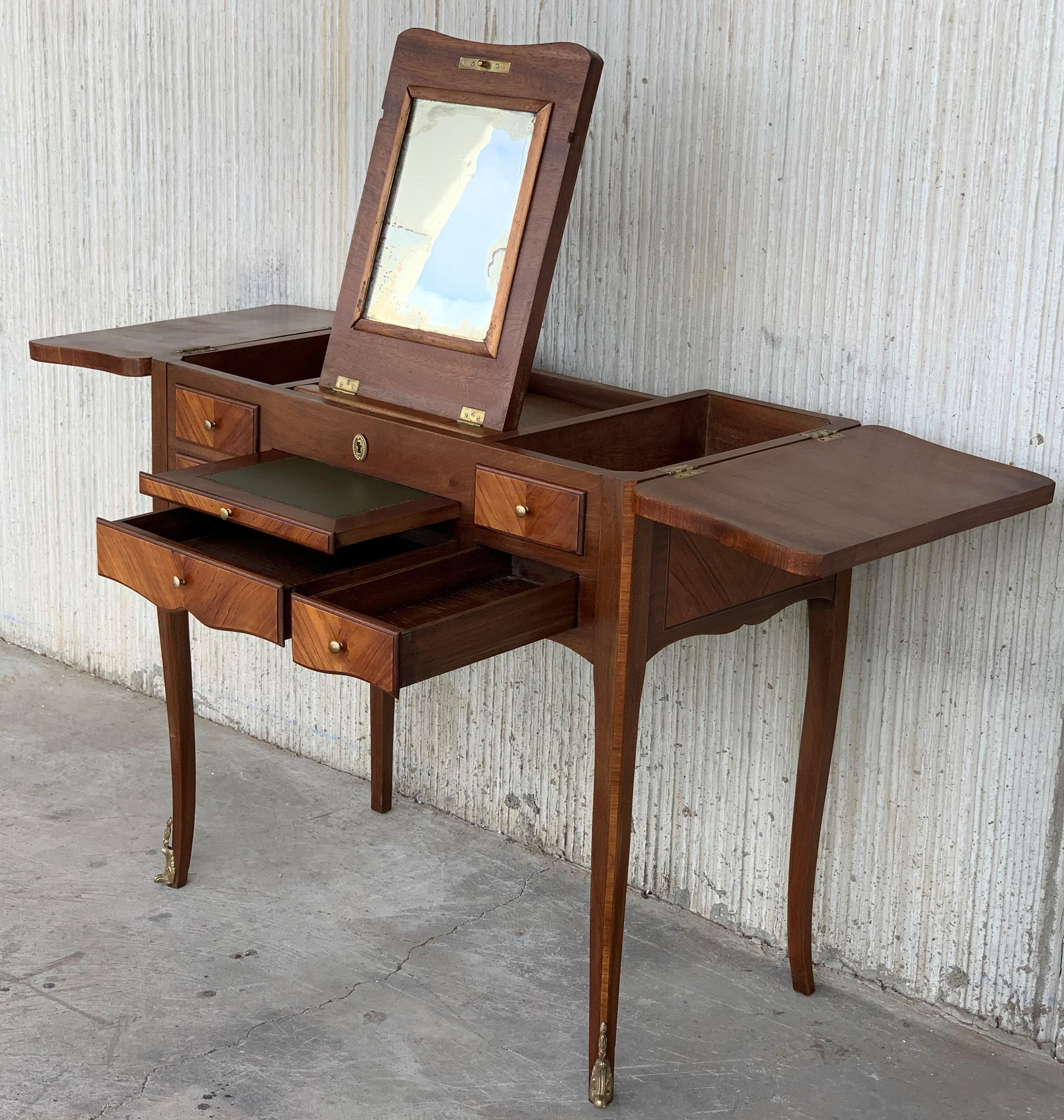 19th Century Lift Top Kingwood Louis XVI Marquetry Lady's Vanity Table, 