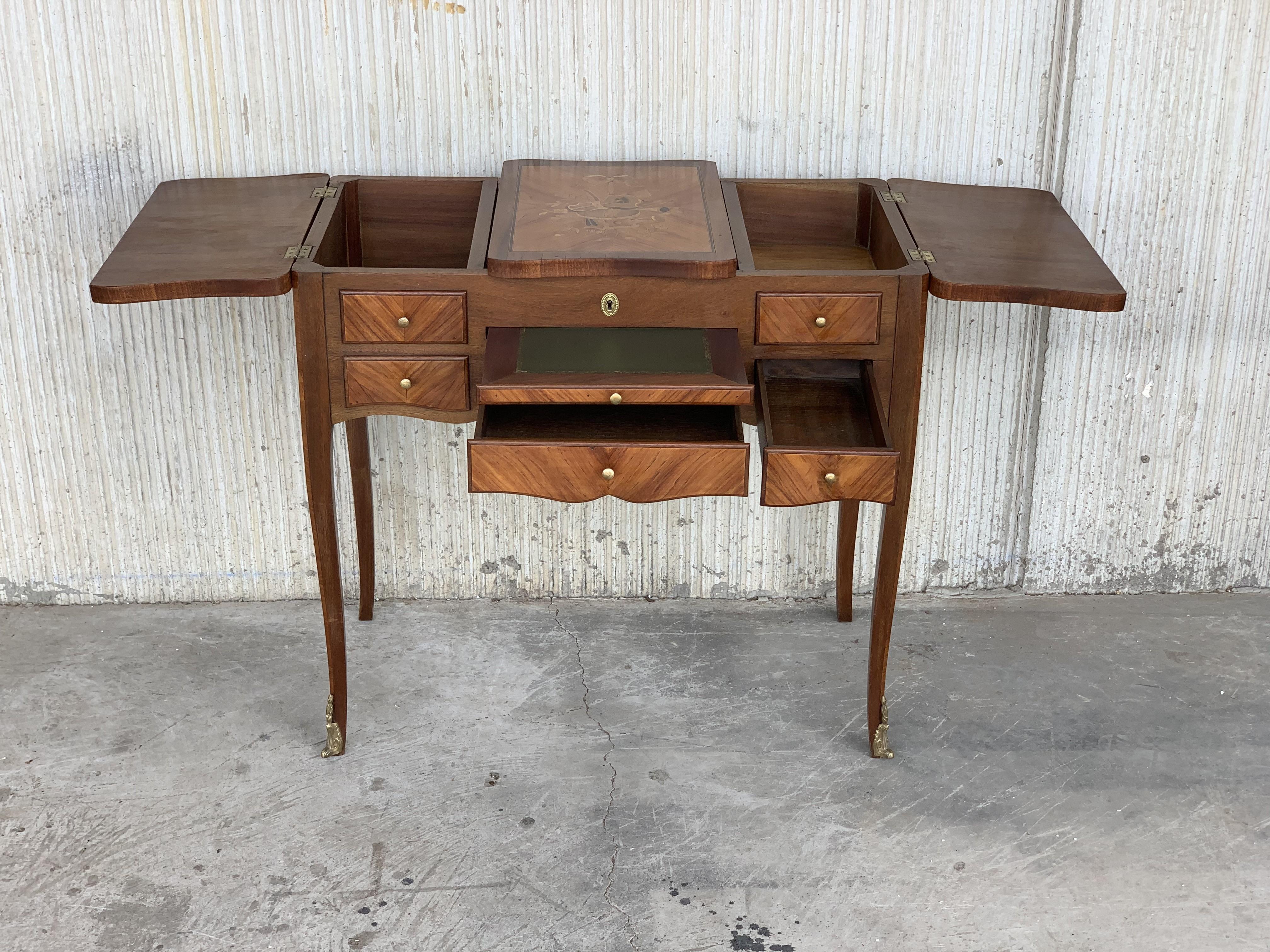 Mirror Lift Top Kingwood Louis XVI Marquetry Lady's Vanity Table, 