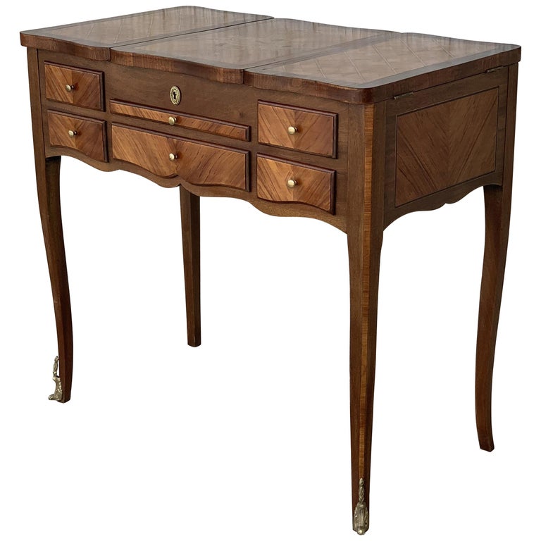 Lift Top Kingwood Louis XVI Marquetry Lady's Vanity Table
