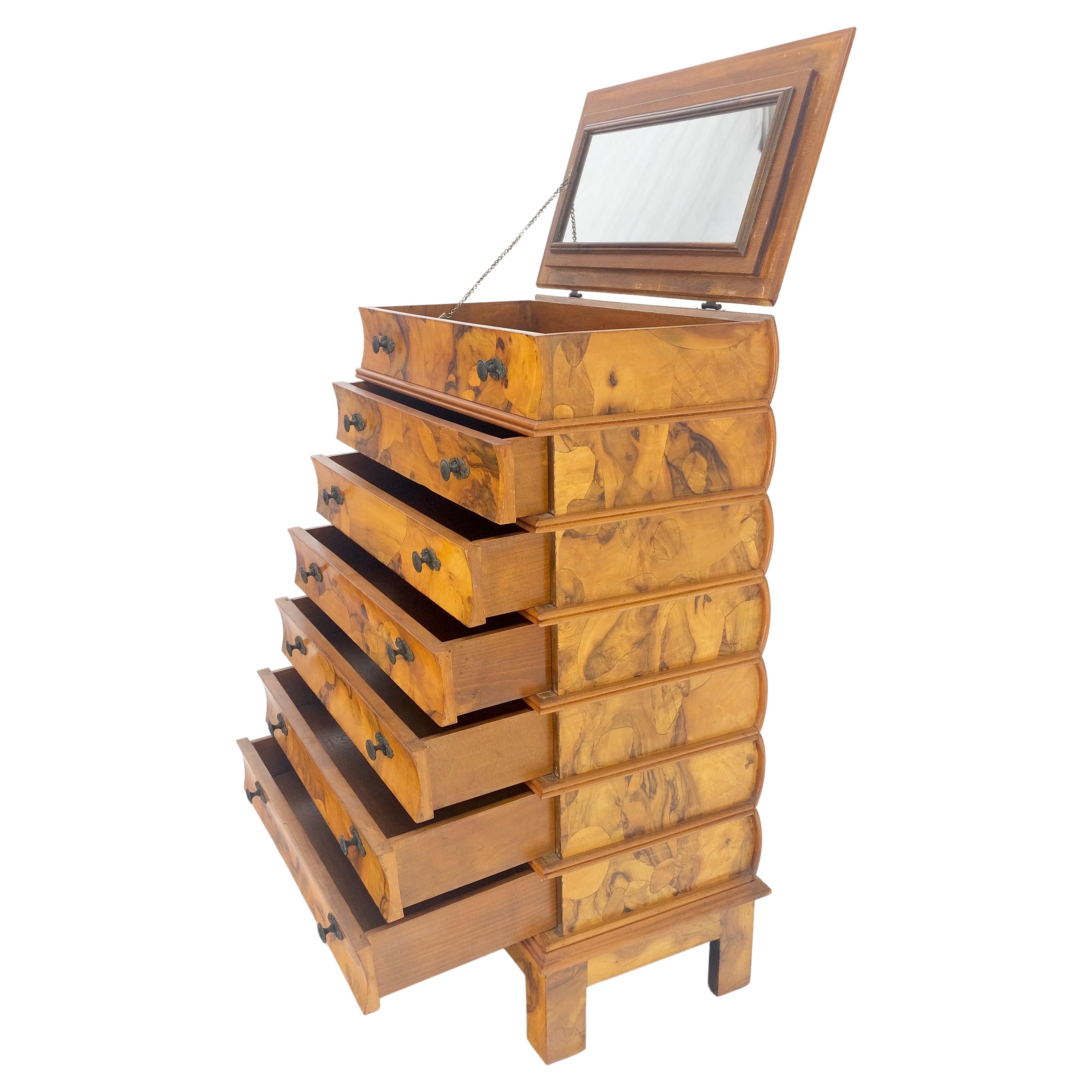 Lift Top Spiegel Fach "Stack ofBooks" 6 Schubladen Italienisch Olive Wood Kommode