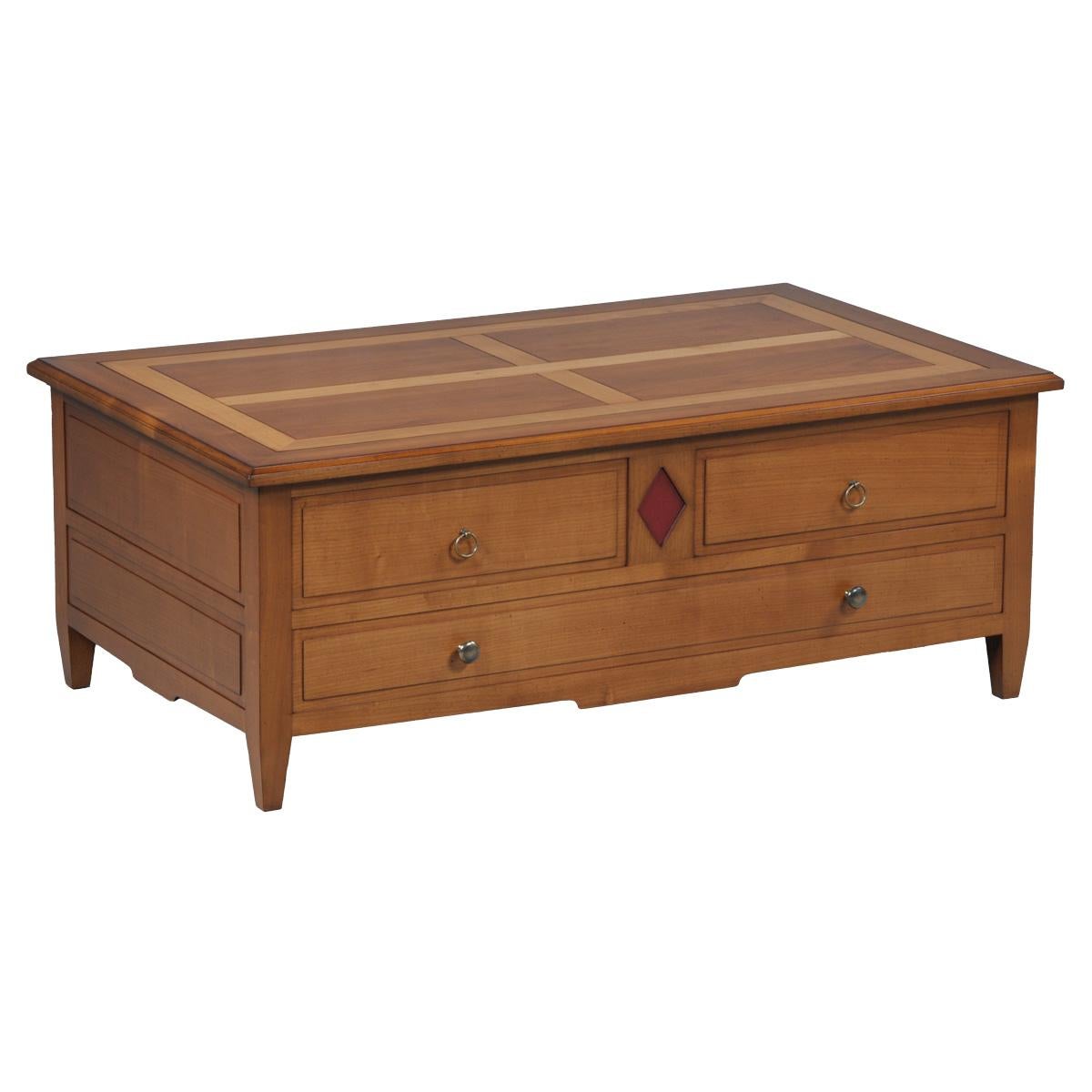 Liftable coffee table in solid cherry with storage for bottles glasses For Sale 4