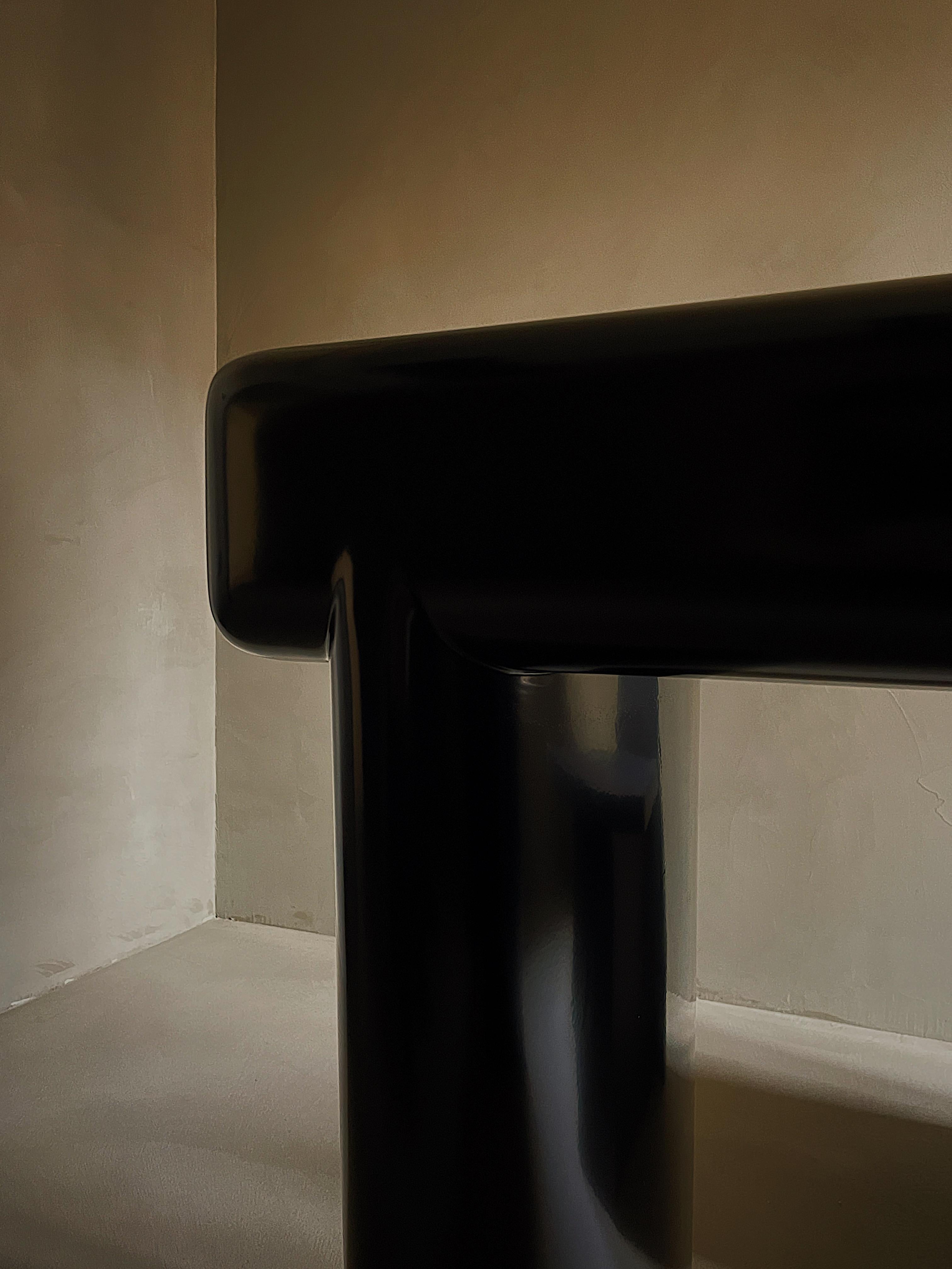 Fiberglass Organic Design, Black Working Desk in MDF Frame, with drawer by kar For Sale