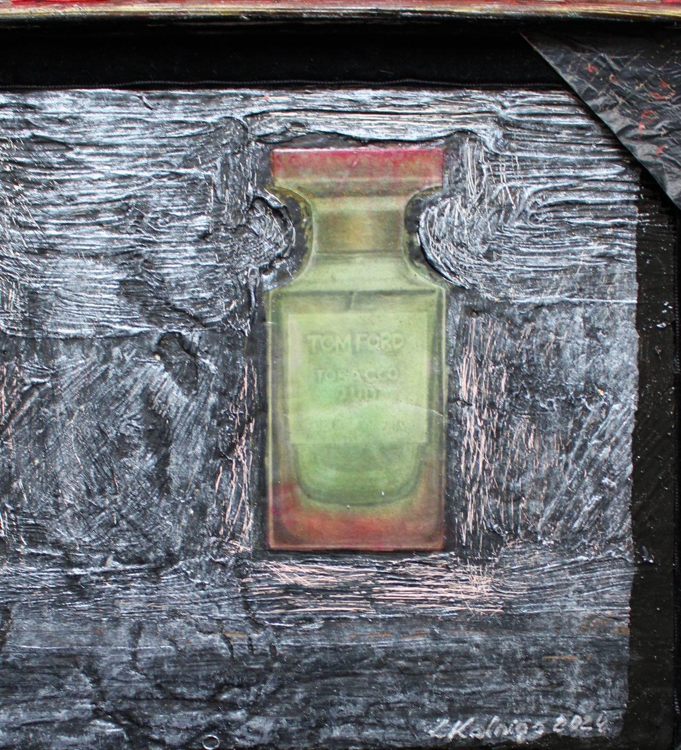 Guerlain & Tom Ford. Canvas/mixed media, 25x35 cm - Contemporary Art by Liga Kalnina