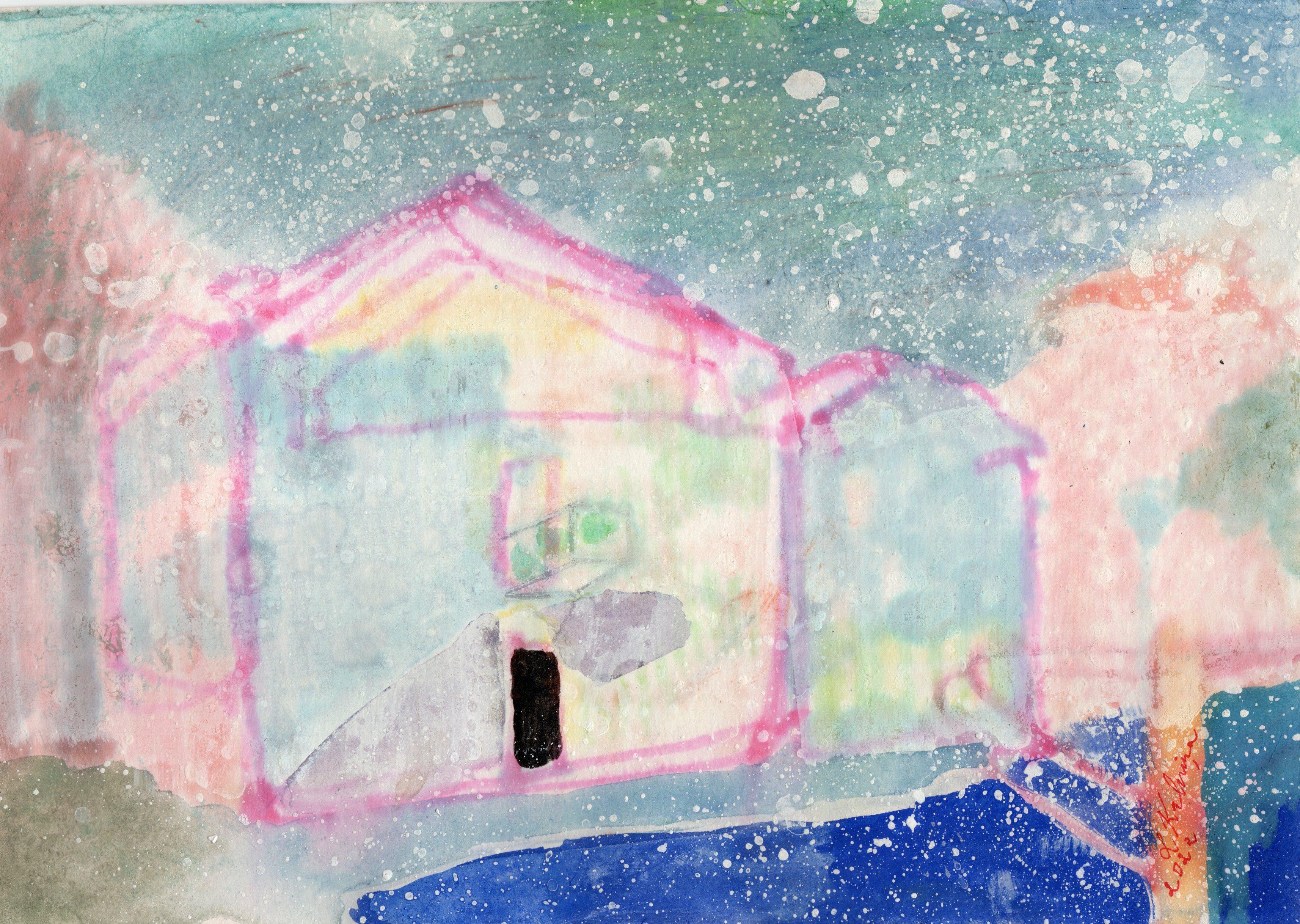 Winterlandschaft. 2022. Papier/Mixed-Media, 20,8x29,4 cm