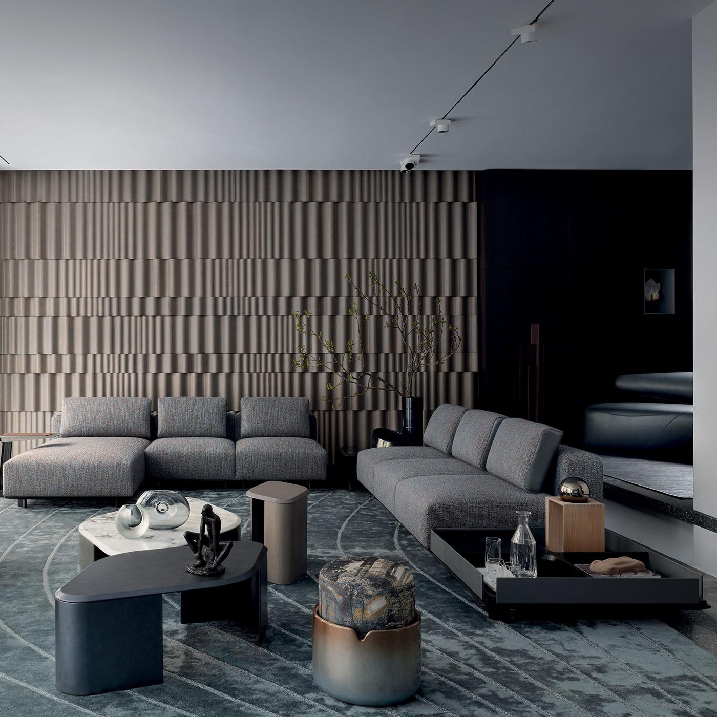 Ligea Rounded Gray Leather Coffee Table For Sale 1