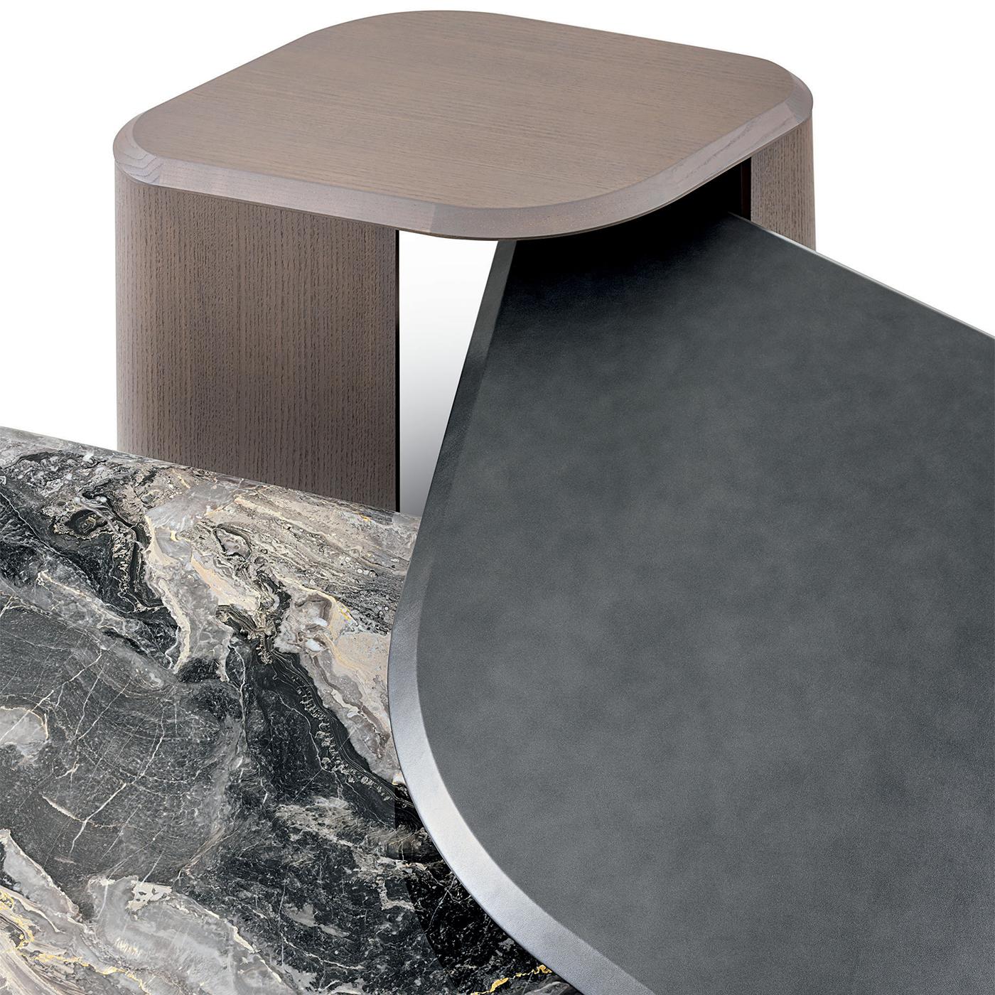 Ligea Rounded Gray Leather Coffee Table For Sale 3
