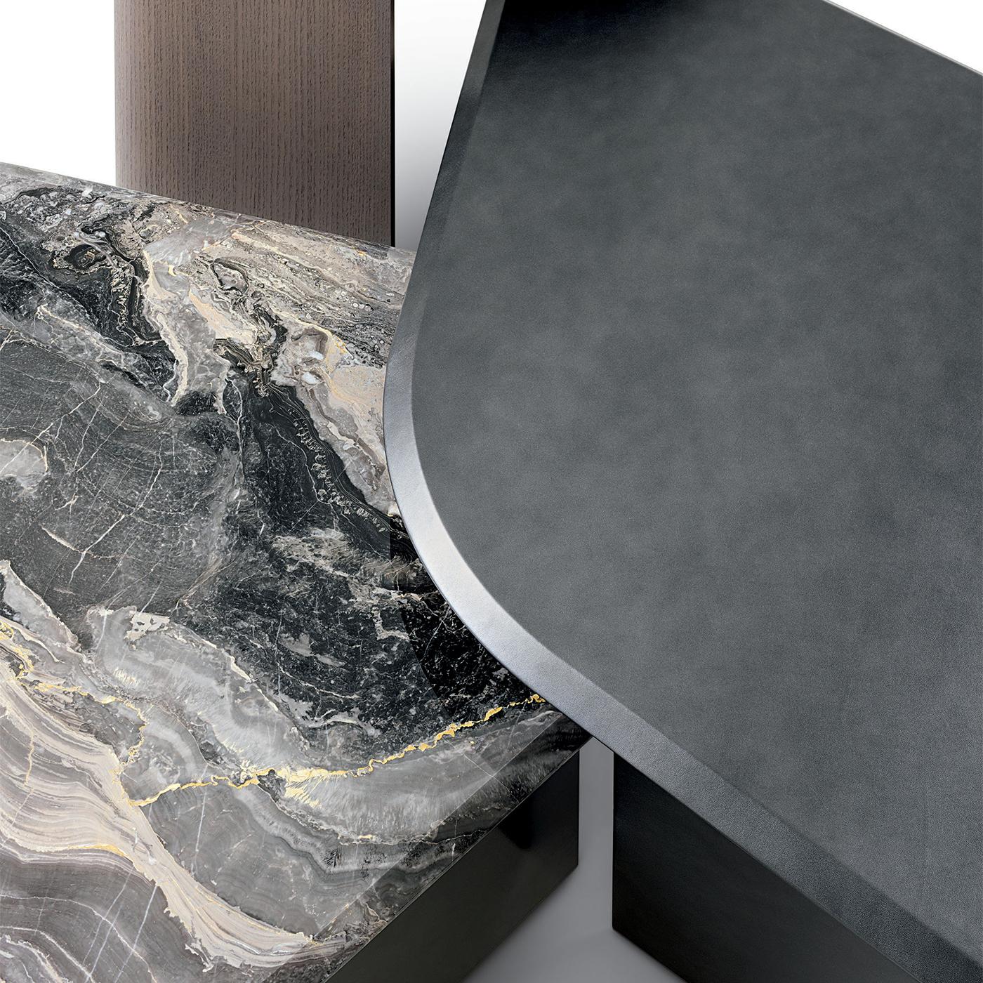 Ligea Rounded Gray Leather Coffee Table For Sale 4