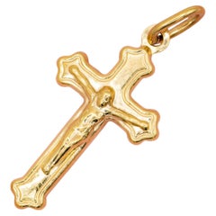 Light 18k cross pendant, Vintage Christian jewellery - Italian Jesus Christ