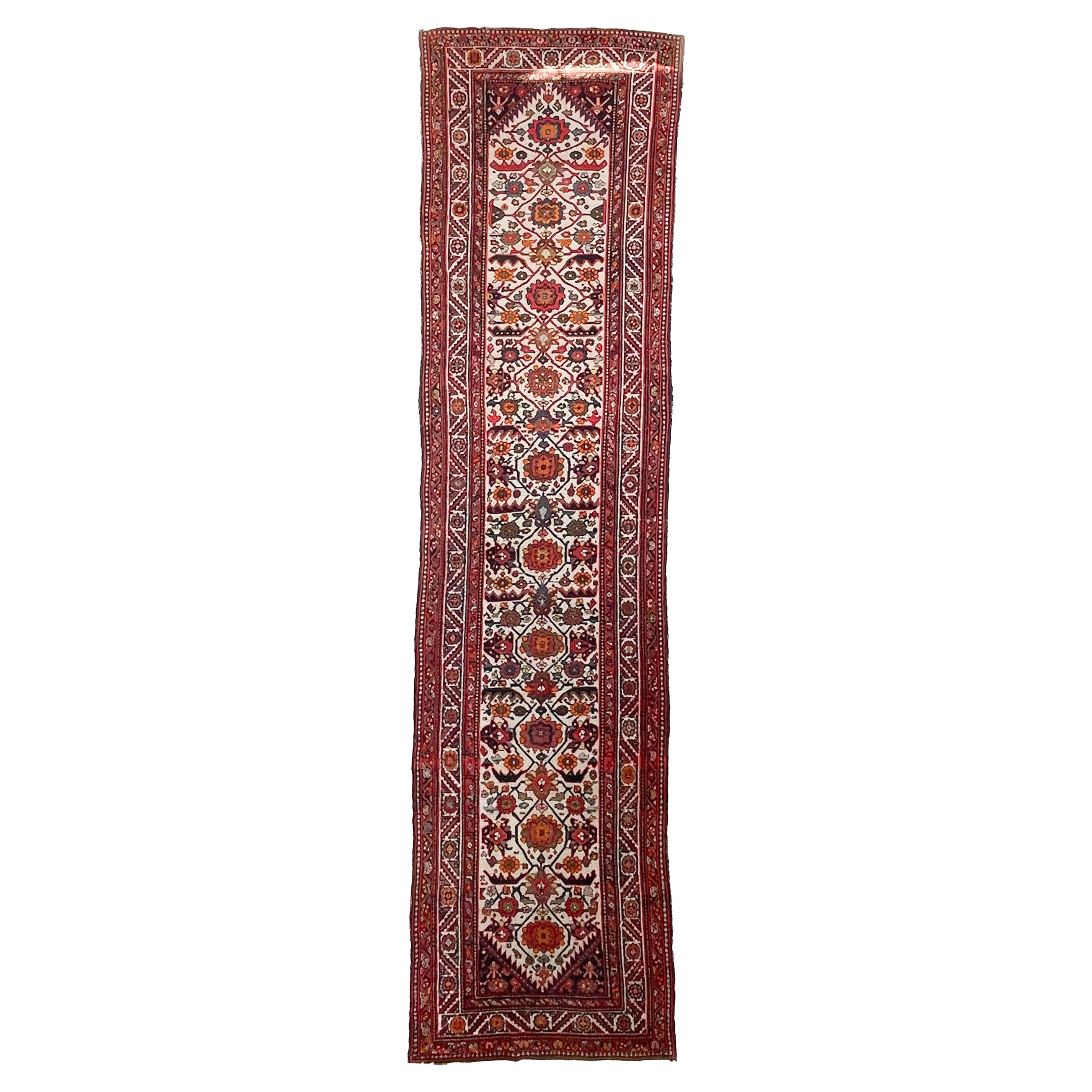 Light & Airy Antique Runner with Eggshell, Ivory & Beige Colors & More, c.1940's