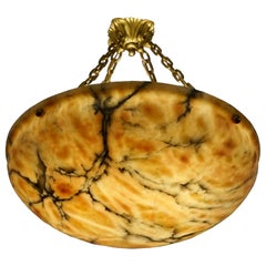 Light Amber Alabaster Grand Fixture, Sweden, 1930