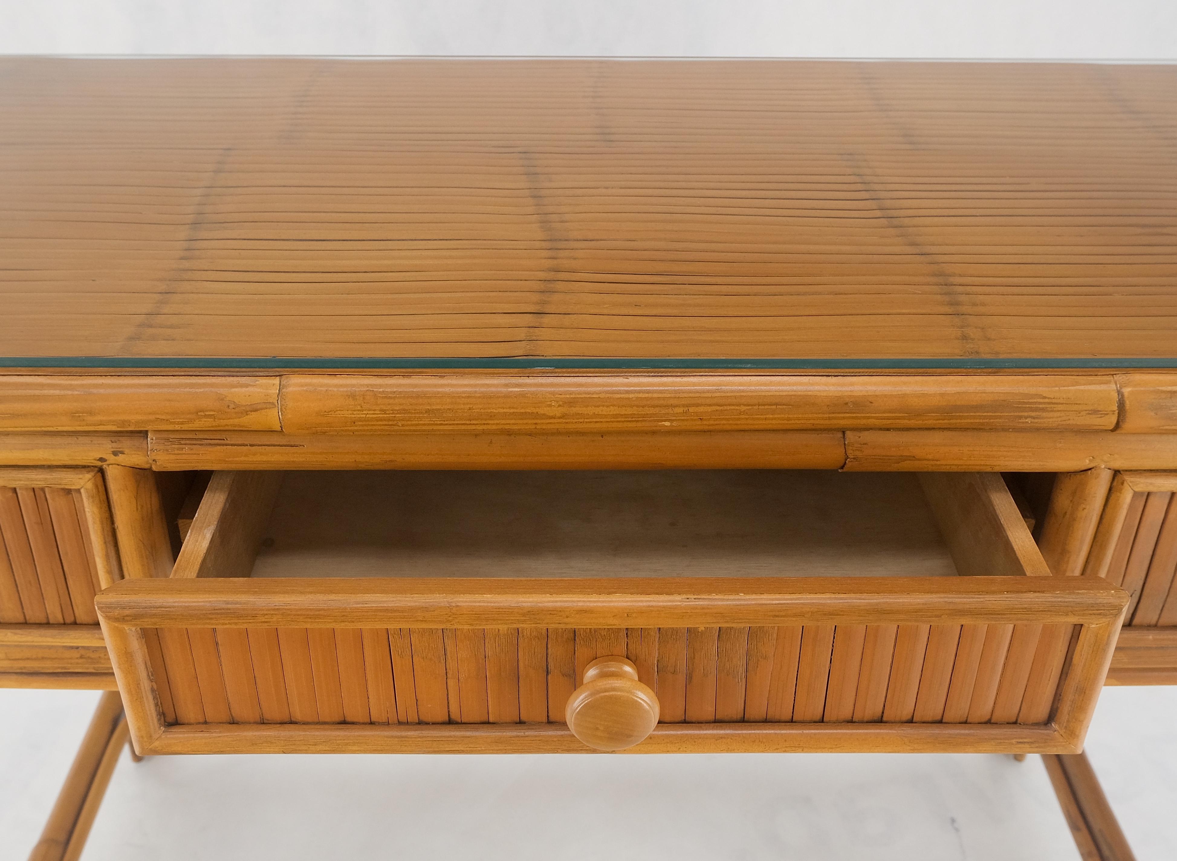 Light Amber Bamboo Glass Top One Drawer Low Profile Compact Desk w/ Chair MINT 1