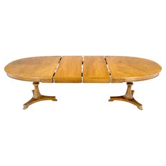 Light American Walnut  Fluted Tripod Bases 2x17"  Leaf Banded Oval Dining Table