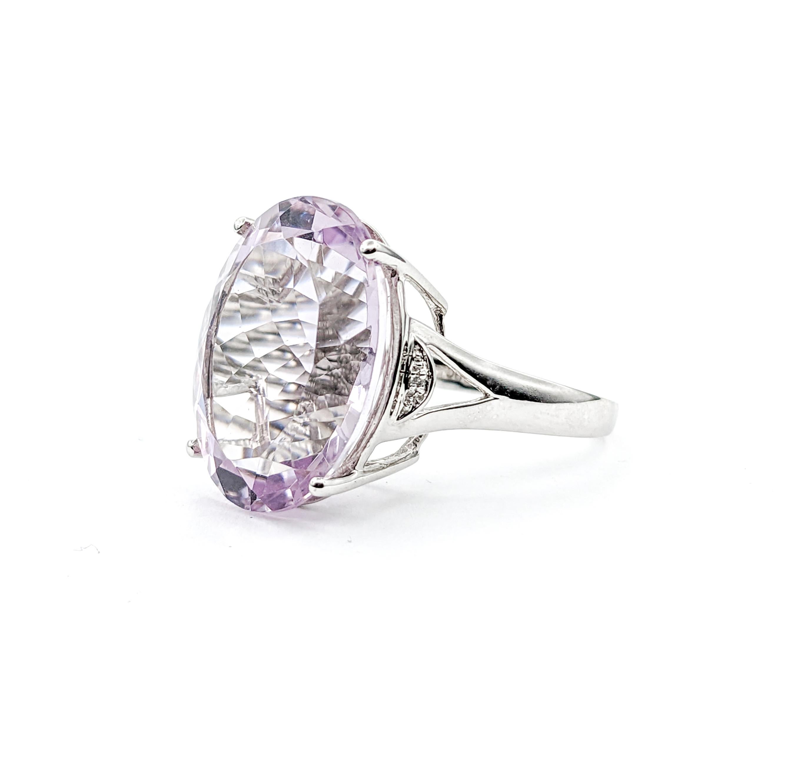 Oval Cut Light Amethyst & Diamond Cocktail Ring For Sale